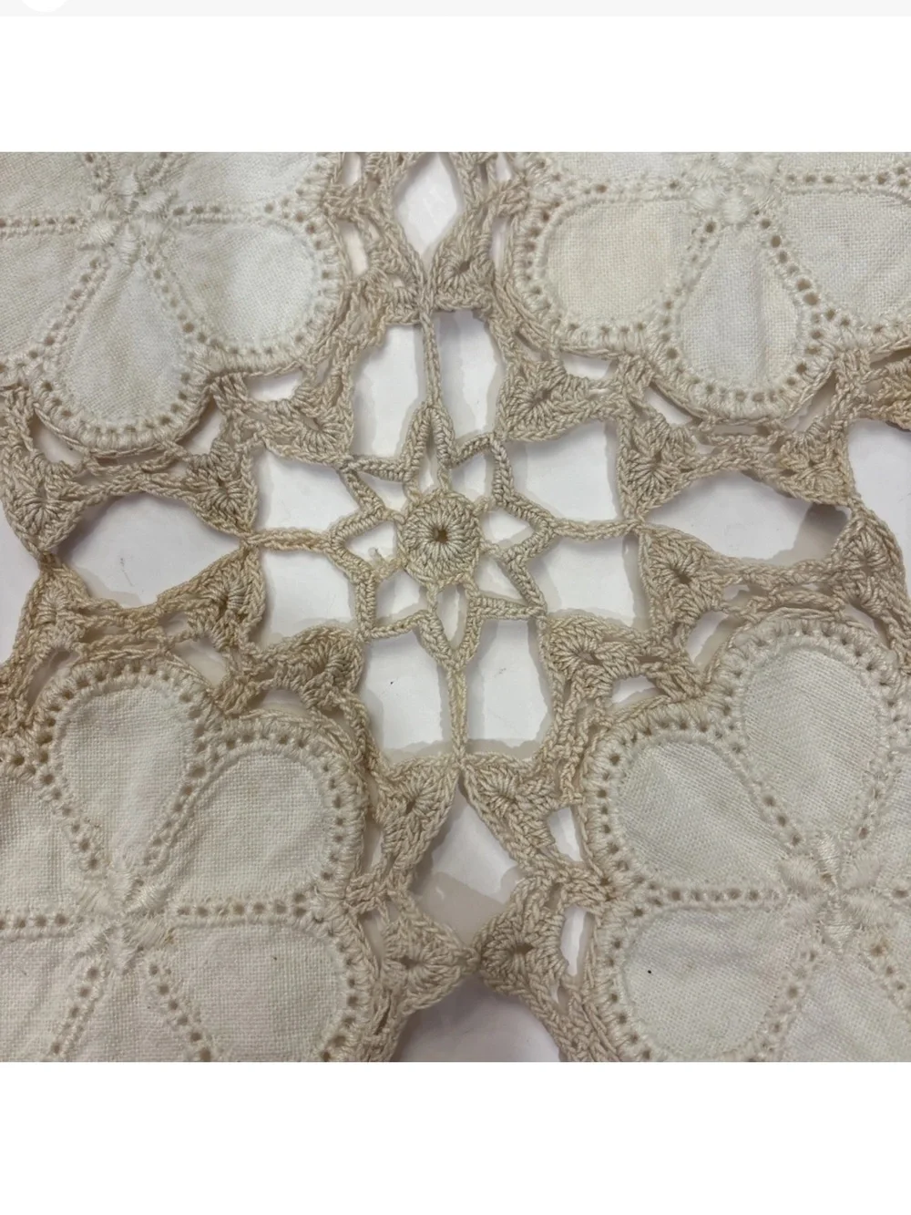 Set Of 2 Vintage Ivory Doilies Dresser Cloths Or Table runners